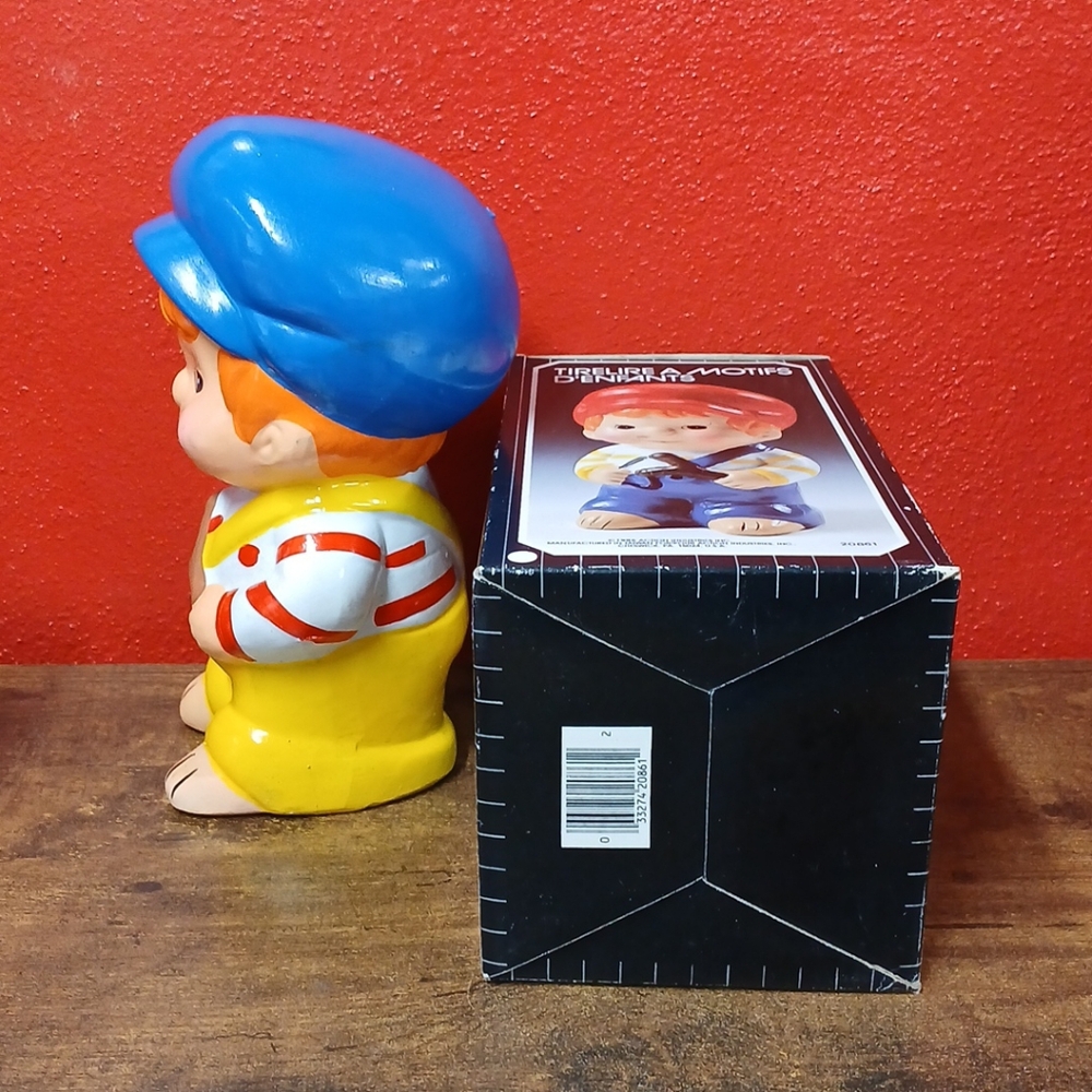 VTG 60s Hand-paint Ceramic 9" Piggy Bank, BOY WITH SLINGSHOT, w/ Original Box - Picture 4 of 5